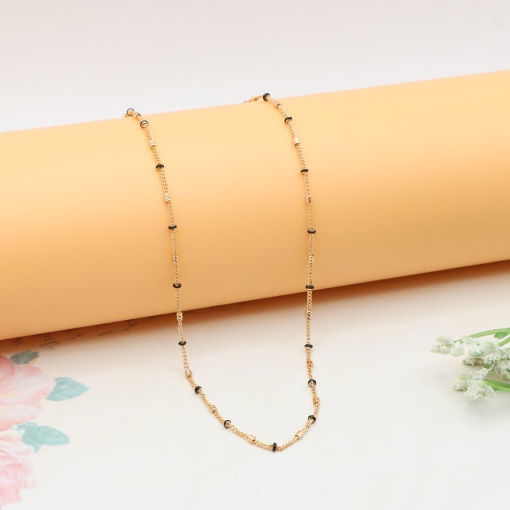 "Rose Gold Beaded Chain Necklace in Elegant Minimal Style, XPNL0320